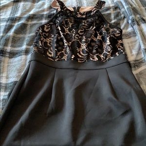 Black lace top prince dress